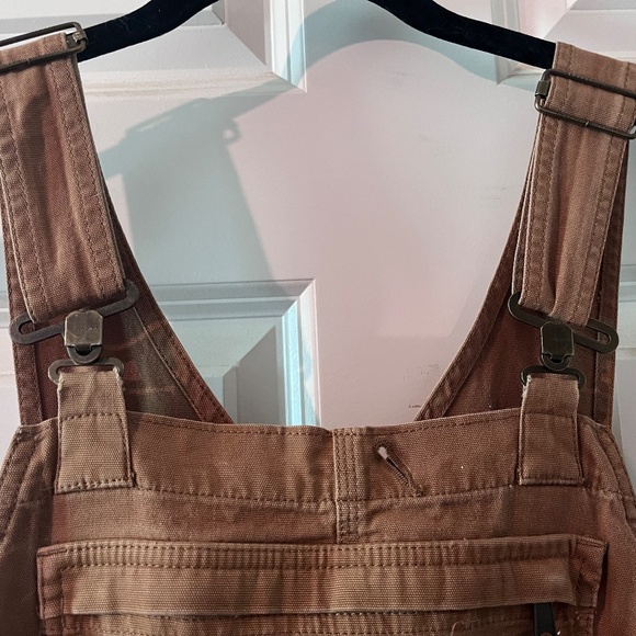 Carhartt women’s Bib overalls tan size large 12/14 short - Picture 2 of 15